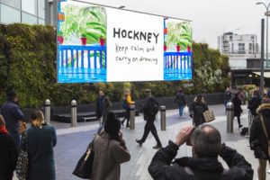 Билборд с картиной Дэвида Хокни, нарисованной на iPad