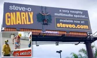 Стив-О приклеил себя к билборду, чтобы привлечь внимание к своему новому шоу
