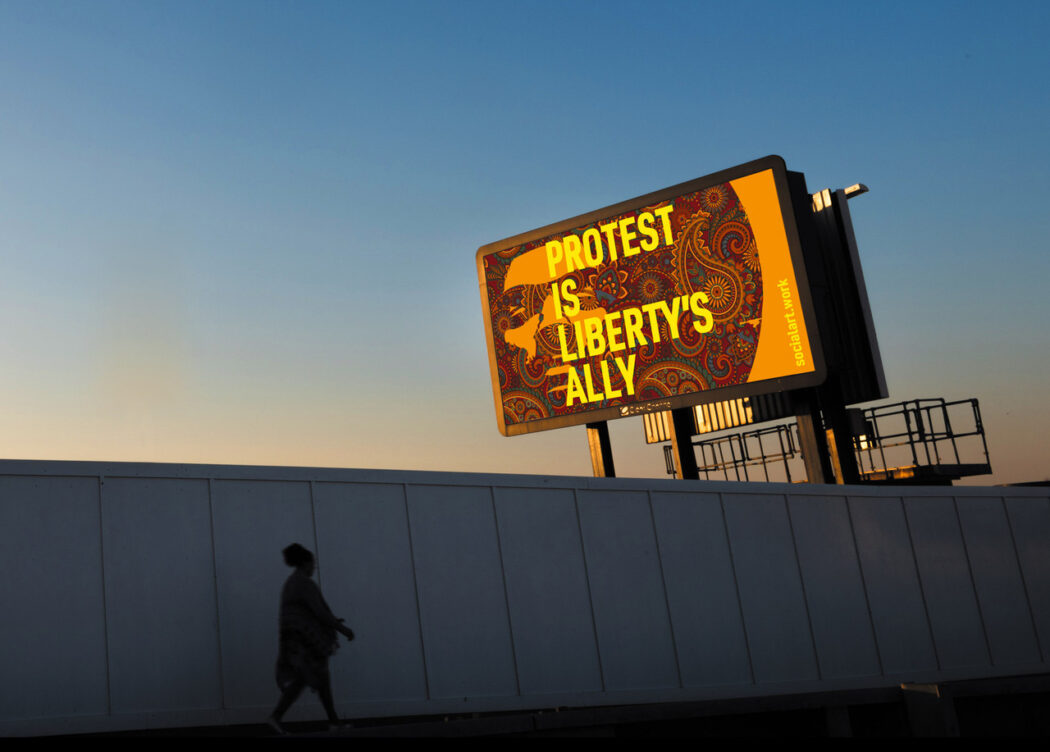 Protest Liberty’s Ally billboard